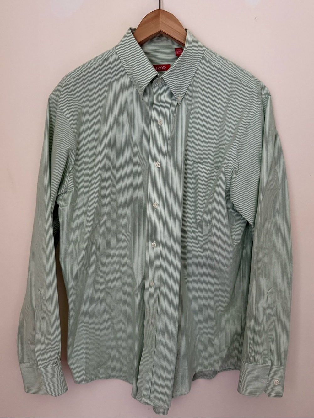 Izod Light Green Pinstripe Dress Shirt